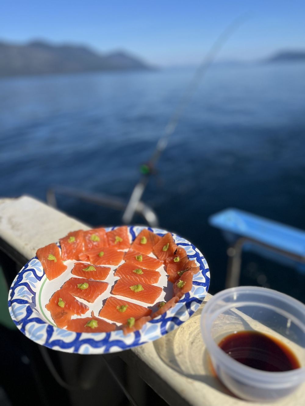 Fresh Alaska salmon prepared aboard the boat